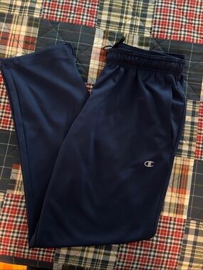 Champion Navy Blue Athletic Track Pants with Logo